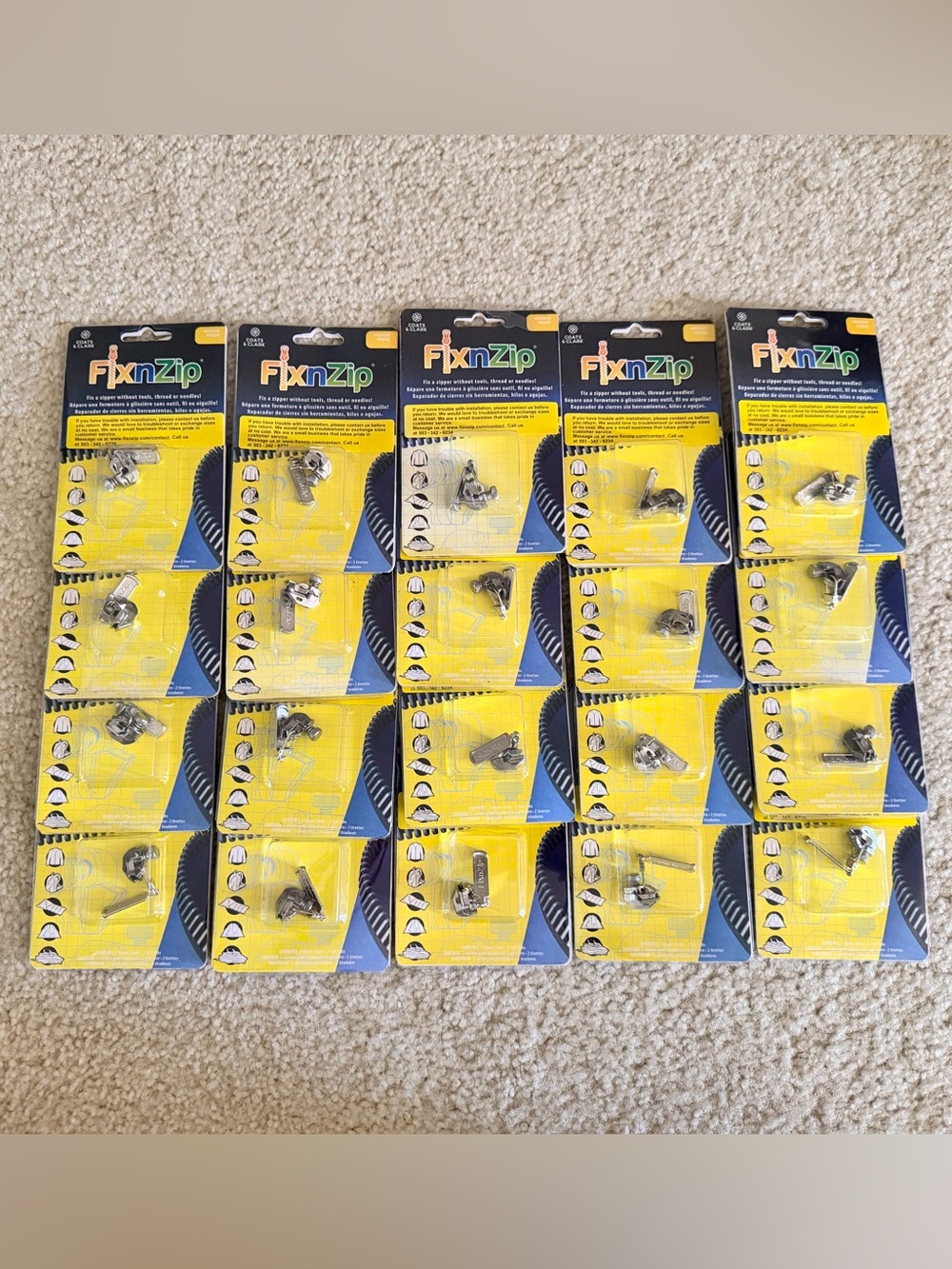 Fixnzip Silver Zipper Repair Kit - Pack of Replacement Sliders
